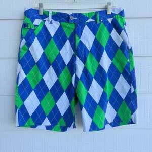 Royal & Awesome Argyle Golf Shorts Mens 34 Preppy